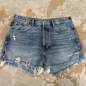 Agolde Blue Distressed Jean Shorts